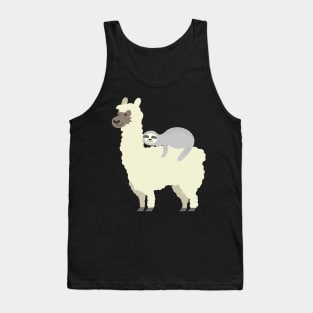 Cute & Funny Sloth Riding Llama Best Friends Tank Top